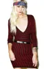 Switch Stripe Deep V-Neck Dress sold by Dolls Kill