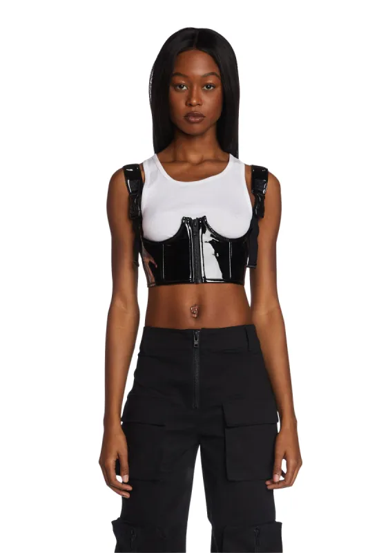 My Type Underbust Corset- Patent Black sold by Dolls Kill