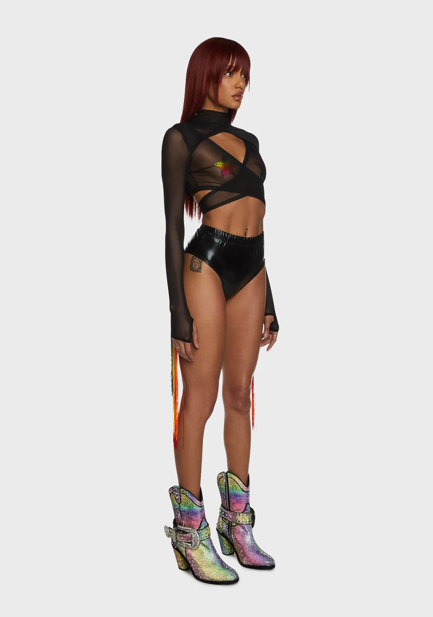 Technicolor Trip Fringe Wrap Top sold by Dolls Kill product image thumbnail 3