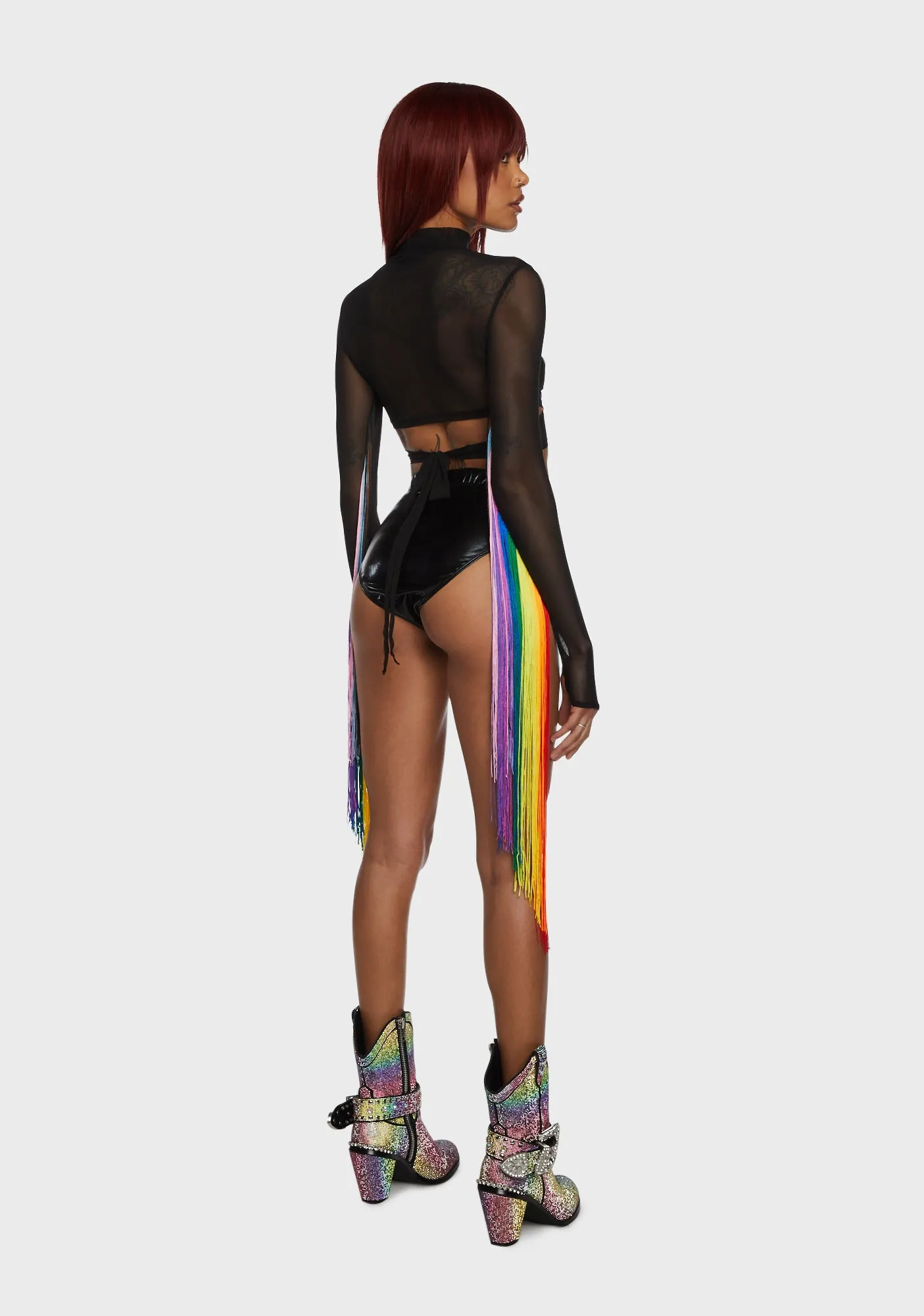 Technicolor Trip Fringe Wrap Top sold by Dolls Kill product image thumbnail 4