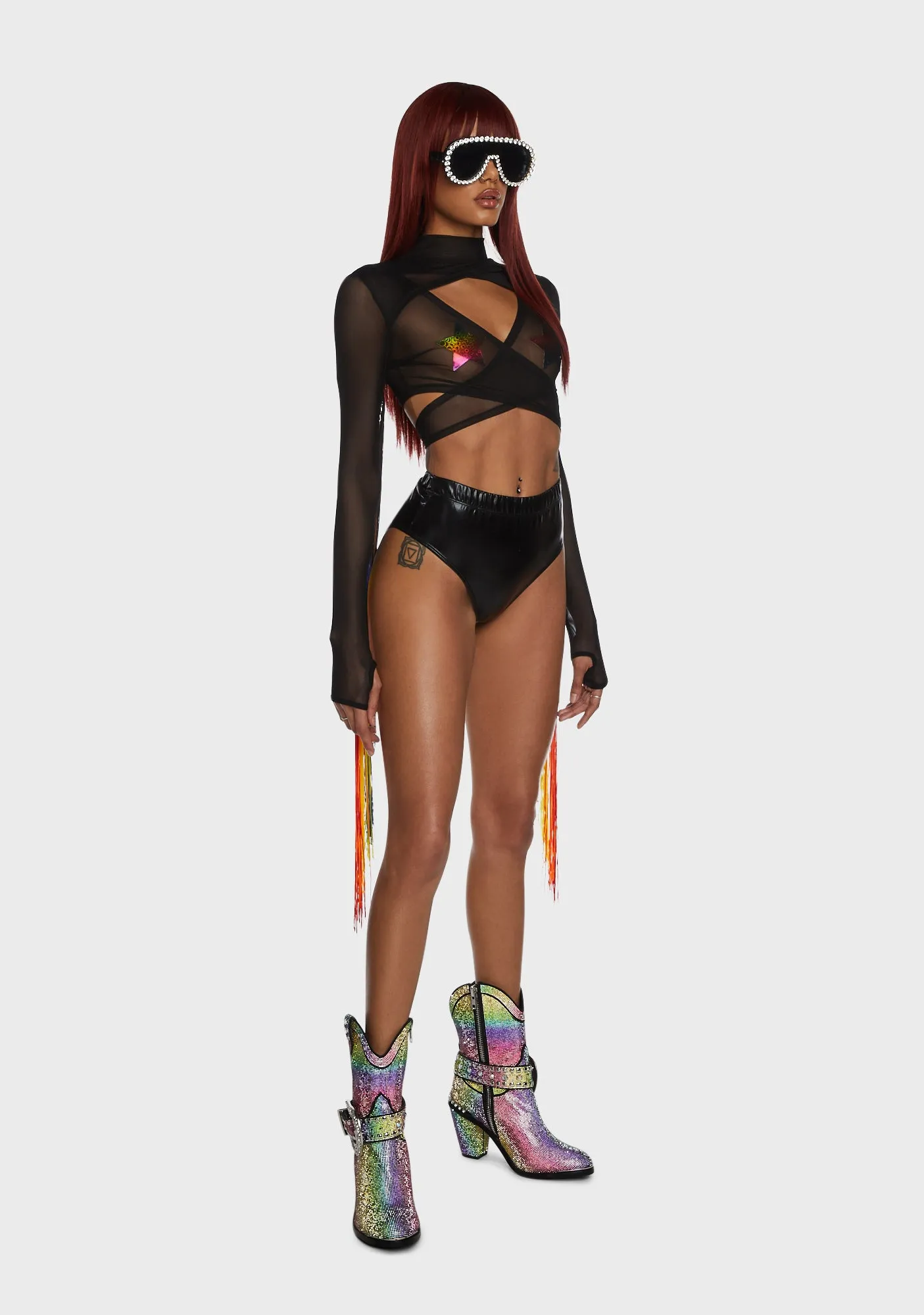 Technicolor Trip Fringe Wrap Top sold by Dolls Kill product image thumbnail 5