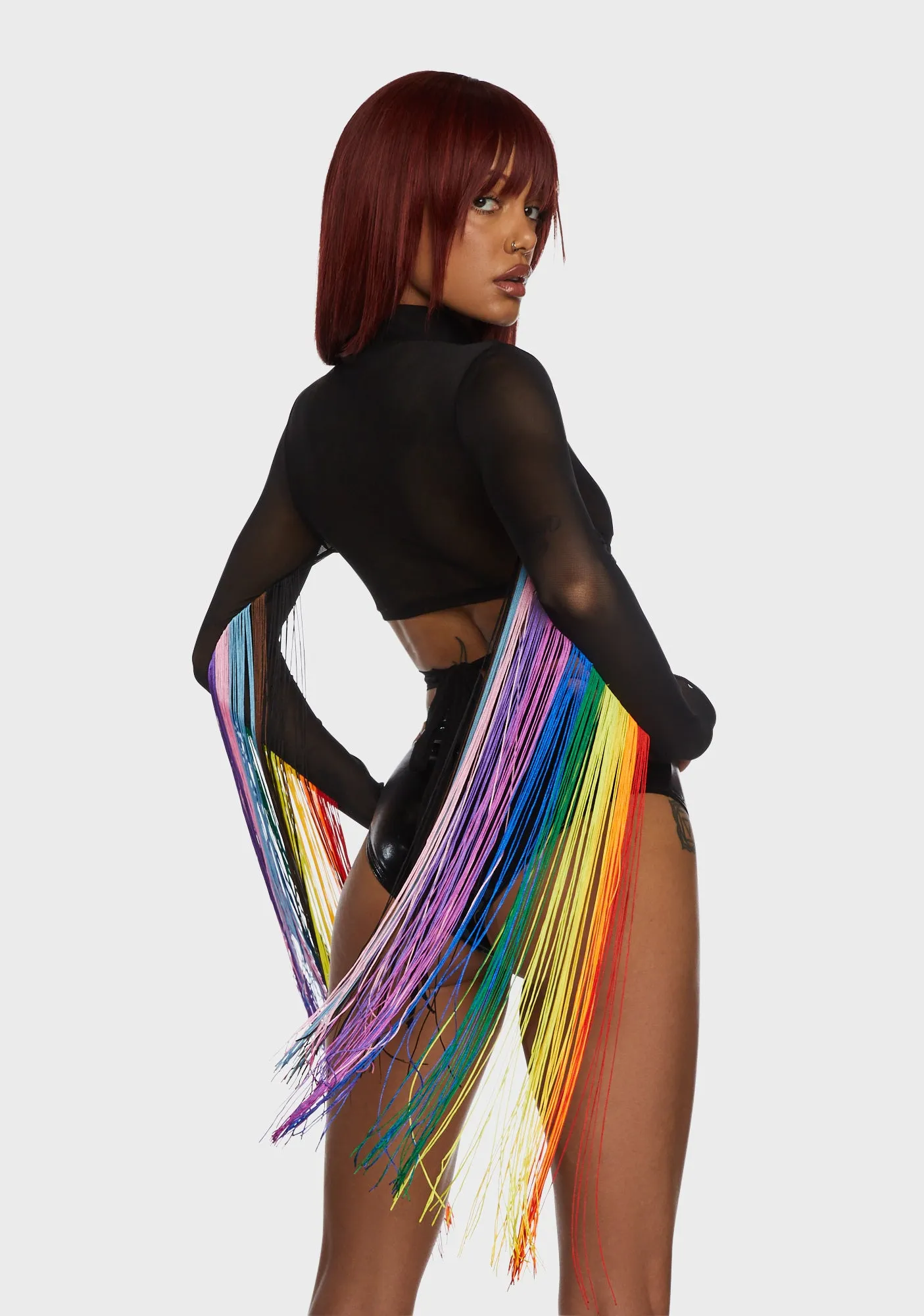Technicolor Trip Fringe Wrap Top sold by Dolls Kill product image thumbnail 2