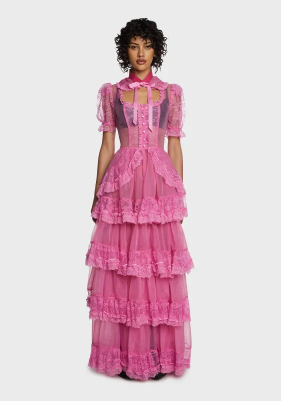 Pretty Imperfect Maxi Dress- Pink sold by Dolls Kill