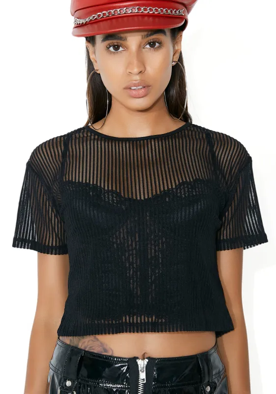 Between The Lines Sheer Ribbed Tee sold by Dolls Kill