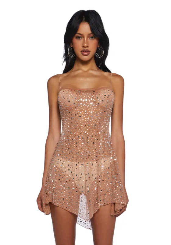 Champagne Spotlight Beaded Dress sold by Dolls Kill