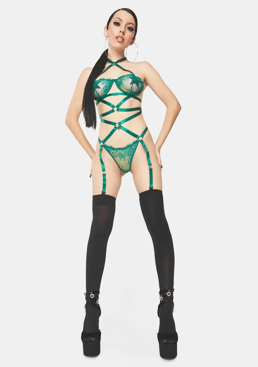Emerald Skip A Beat Strappy Lingerie Set sold by Dolls Kill product image thumbnail 3