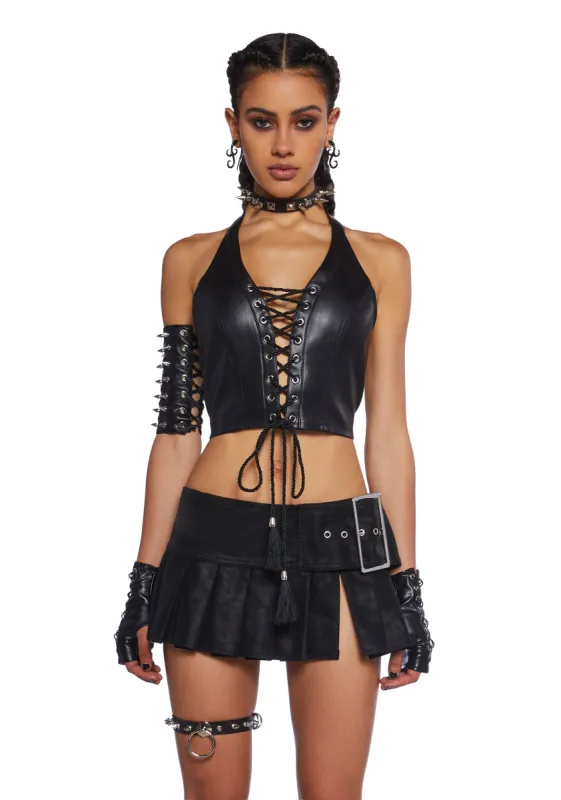 Groundwork Lace-Up Halter Top sold by Dolls Kill