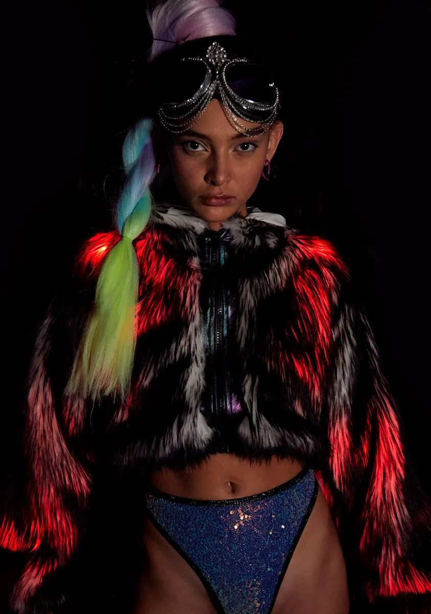 Volcanic Light-Up Faux Fur Jacket sold by Dolls Kill product image thumbnail 5