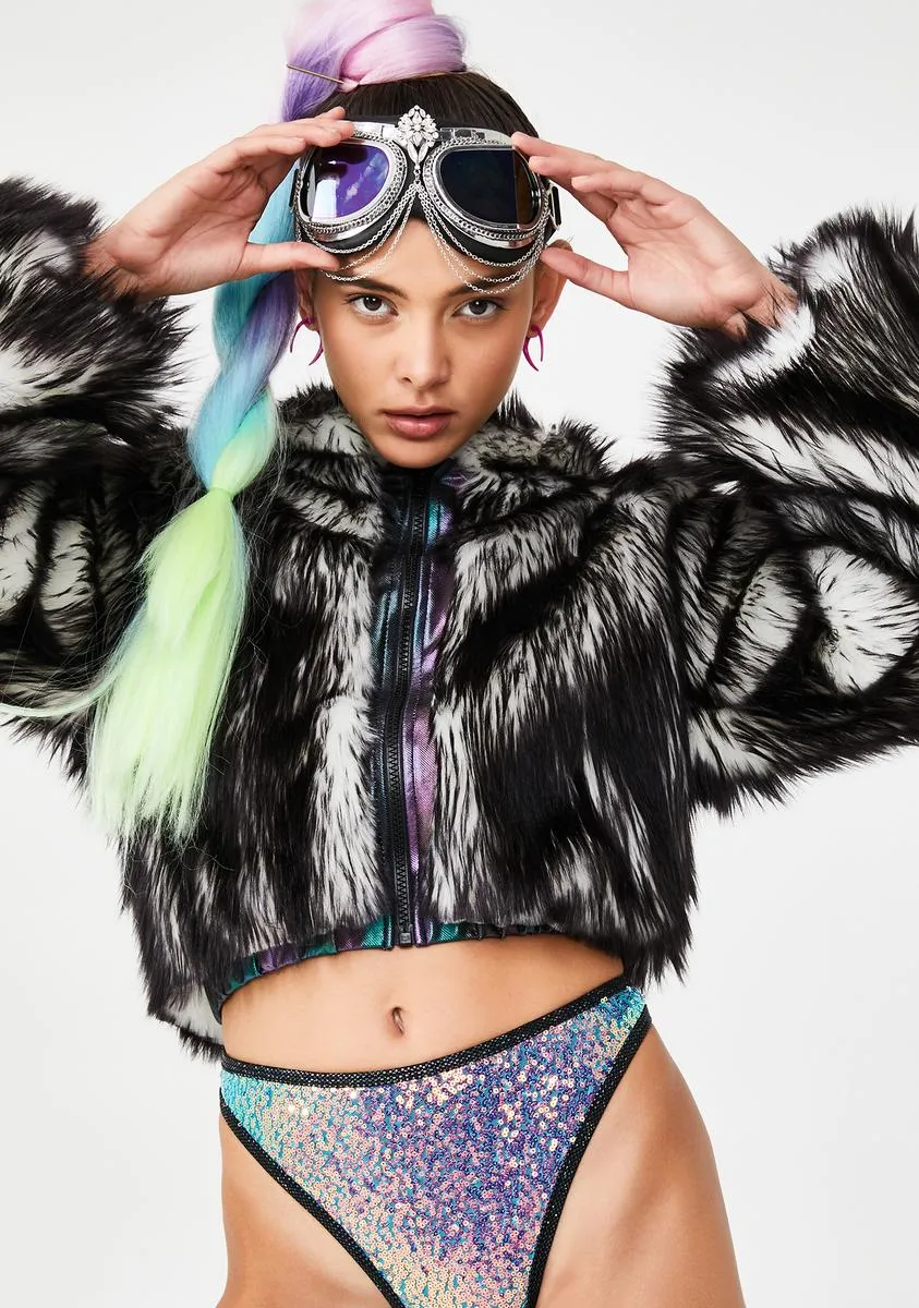 Volcanic Light-Up Faux Fur Jacket sold by Dolls Kill product image thumbnail 2