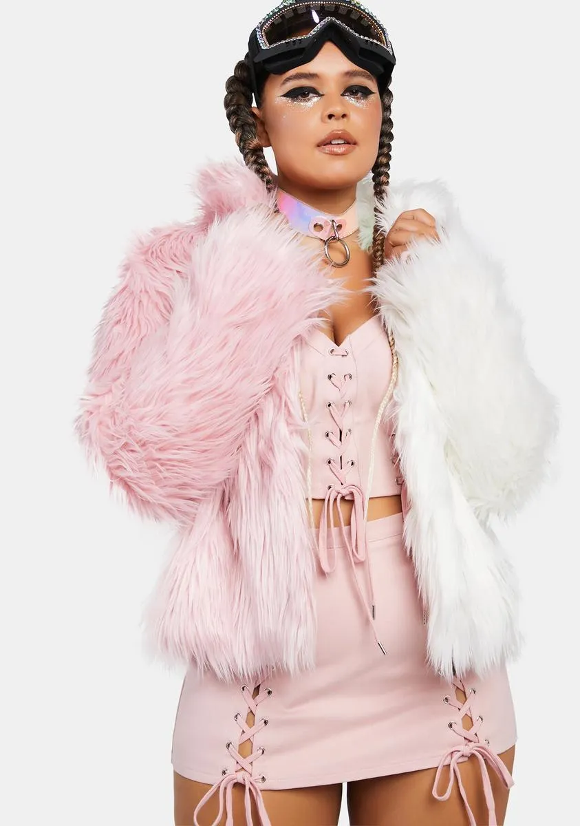 Plus Blush Balancing Act Faux Fur Jacket sold by Dolls Kill