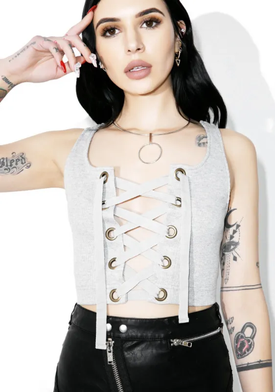 Love Fool Lace-up Tank sold by Dolls Kill