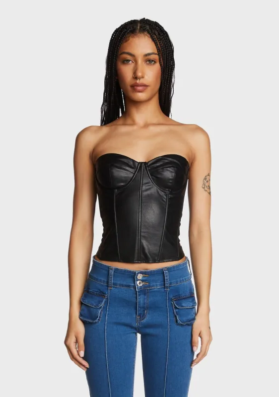 Aniyah Faux Leather Corset made by Edikted