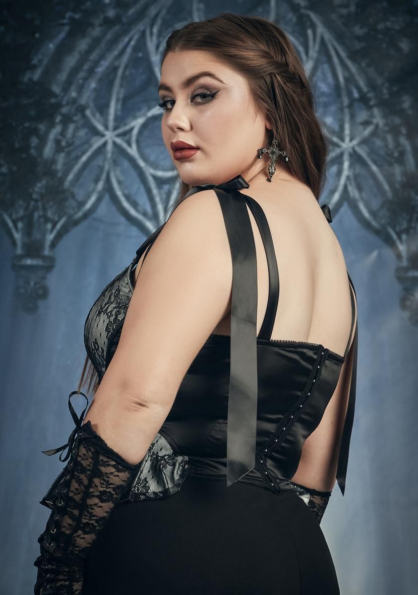 Yours Till Death Satin & Lace Corset Top sold by Dolls Kill product image thumbnail 4
