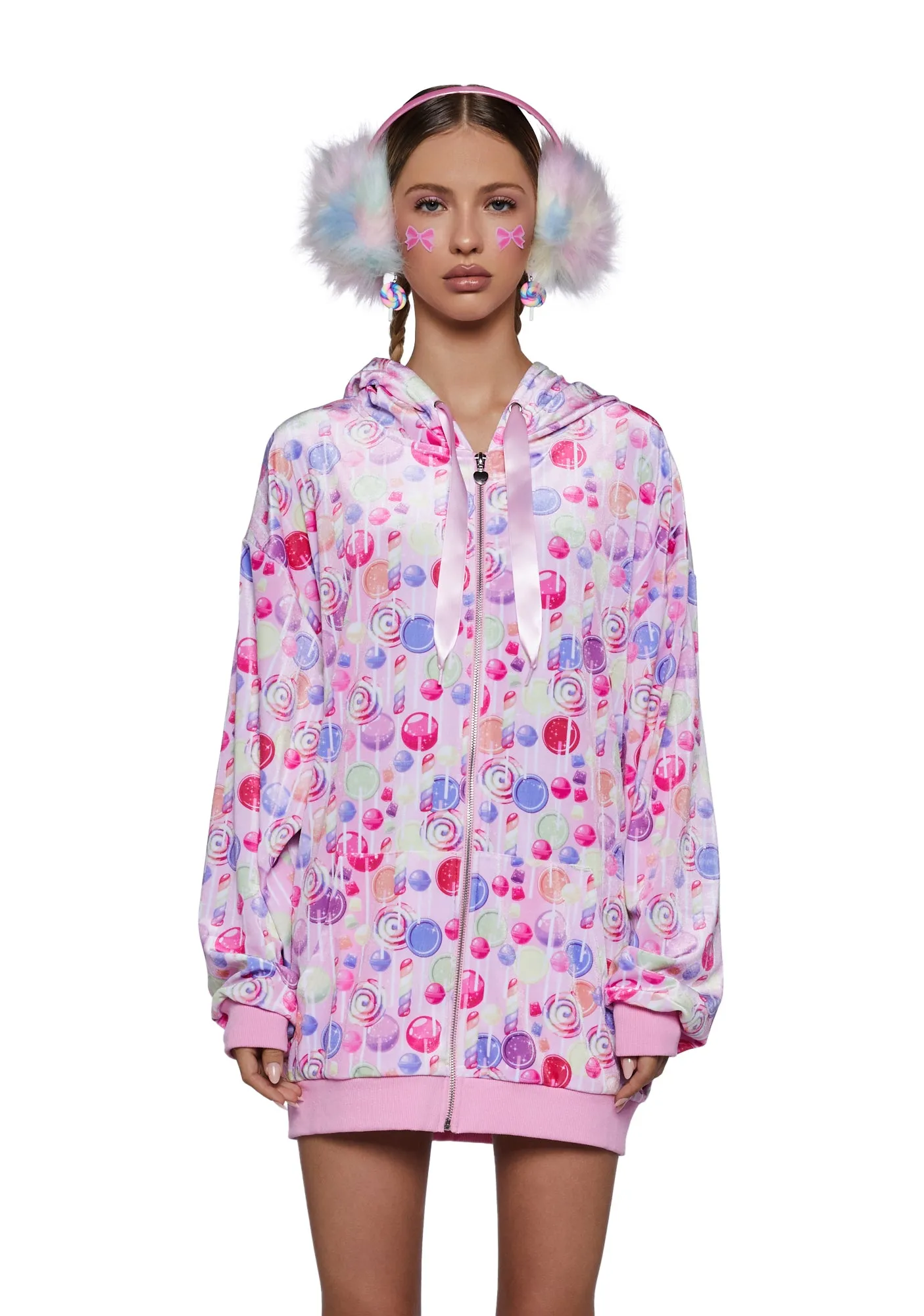 Sweet Pieces Velour Hoodie sold by Dolls Kill