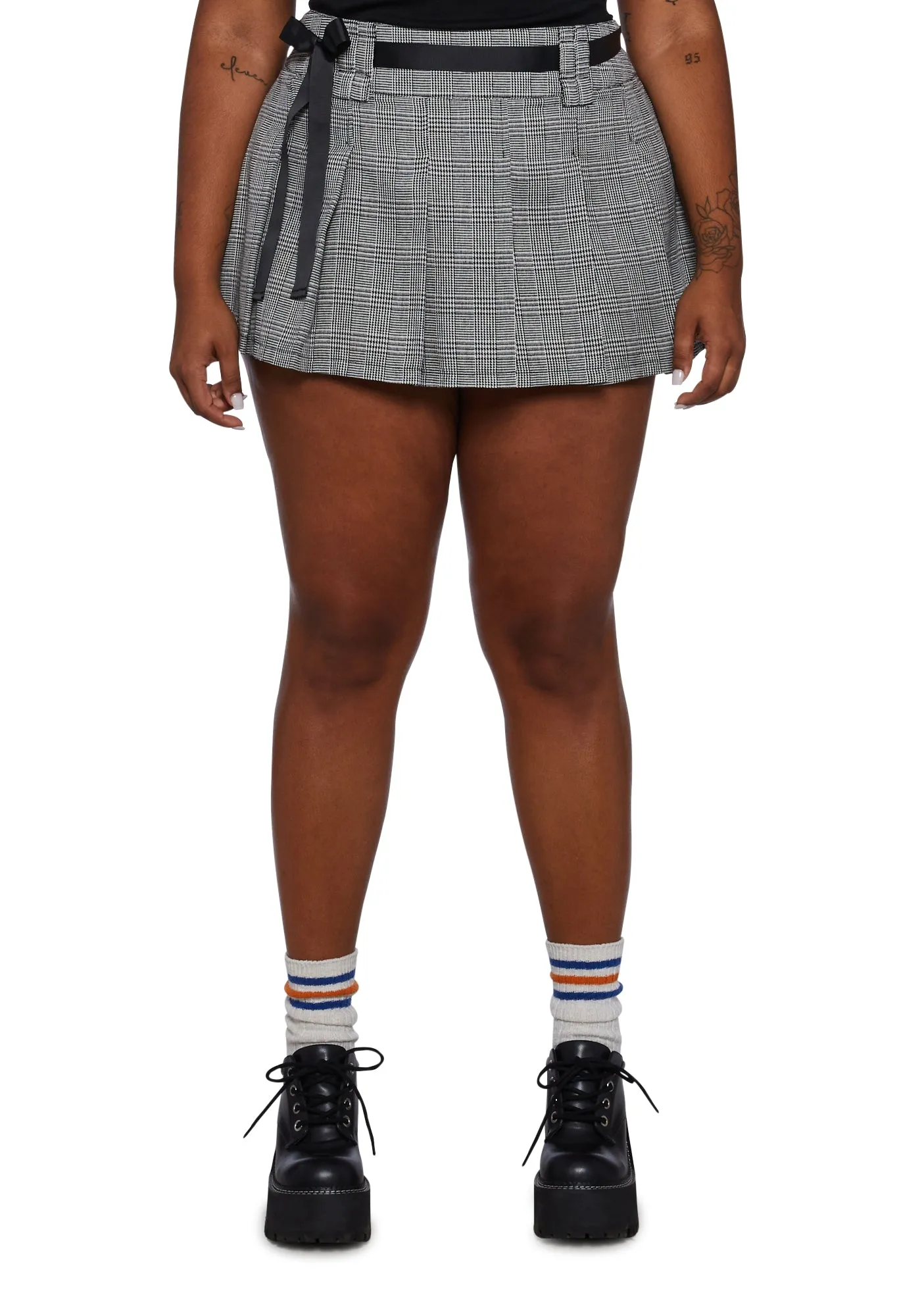 Plus You're Invited Pleated Mini Skirt sold by Dolls Kill