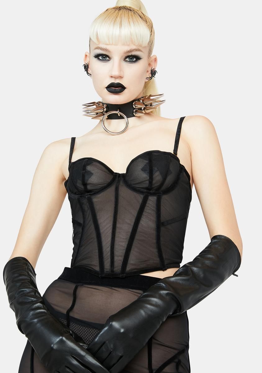 Sara Mesh Lace Up Corset sold by Dolls Kill