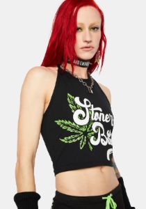 Stoner Babe Crop Halter Top sold by Dolls Kill