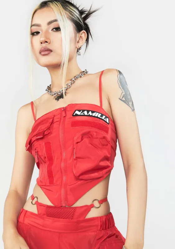 Red Nylon Tactical Bandana Top sold by Dolls Kill