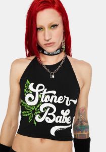 Stoner Babe Crop Halter Top sold by Dolls Kill