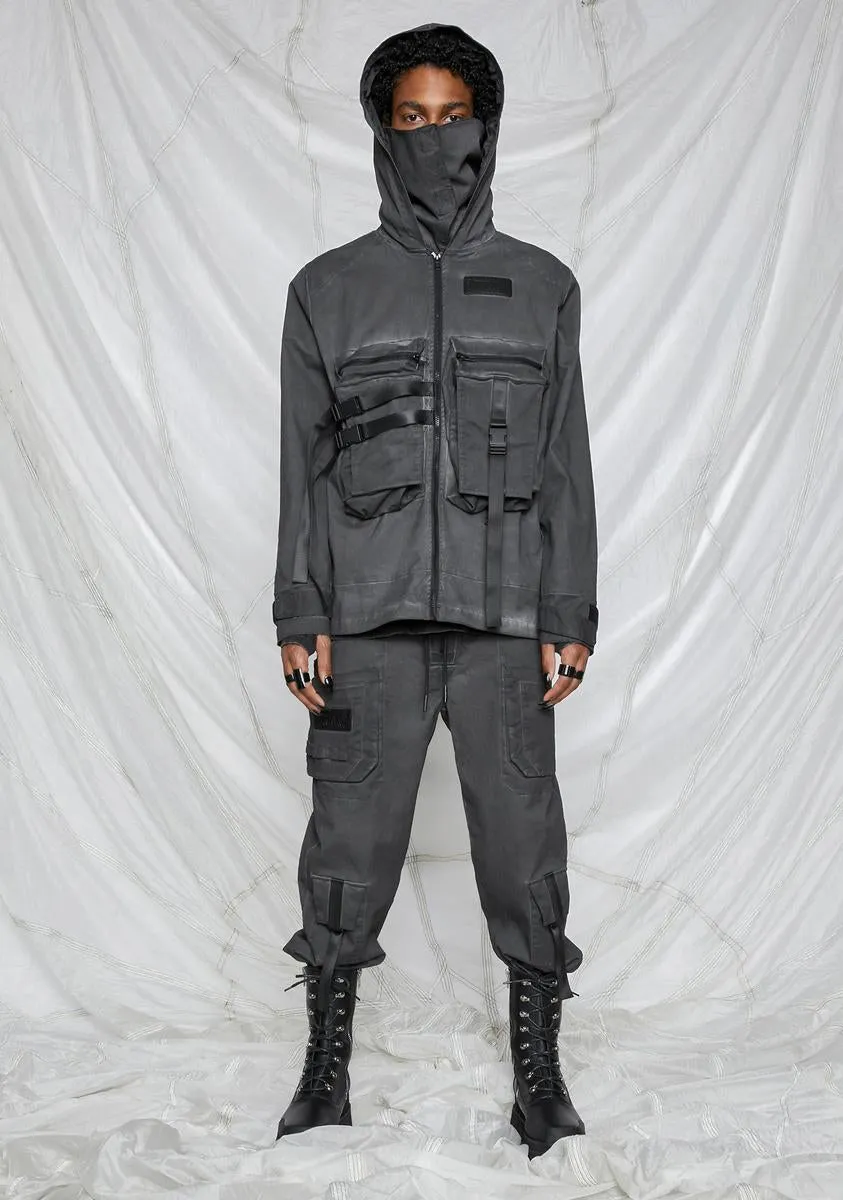 Synth Unisex Charcoal Washed Mask Utility Jacket sold by Dolls Kill product image thumbnail 3