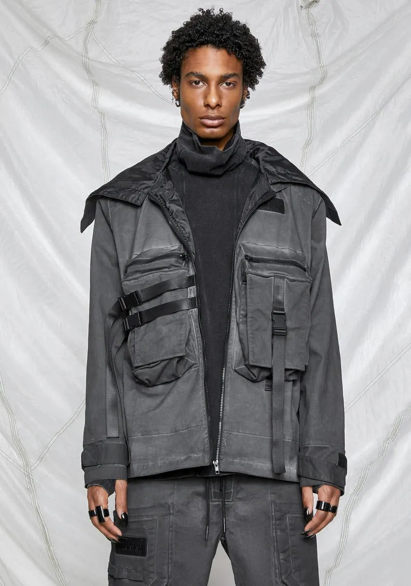 Synth Unisex Charcoal Washed Mask Utility Jacket sold by Dolls Kill product image thumbnail 2