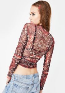 Floral Mesh Wrap Top sold by Dolls Kill