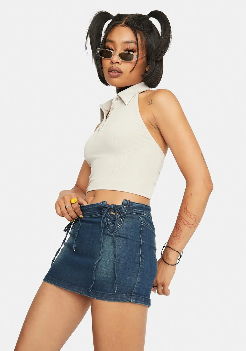 Taupe Collar Halter Neck Top sold by Dolls Kill product image thumbnail 2