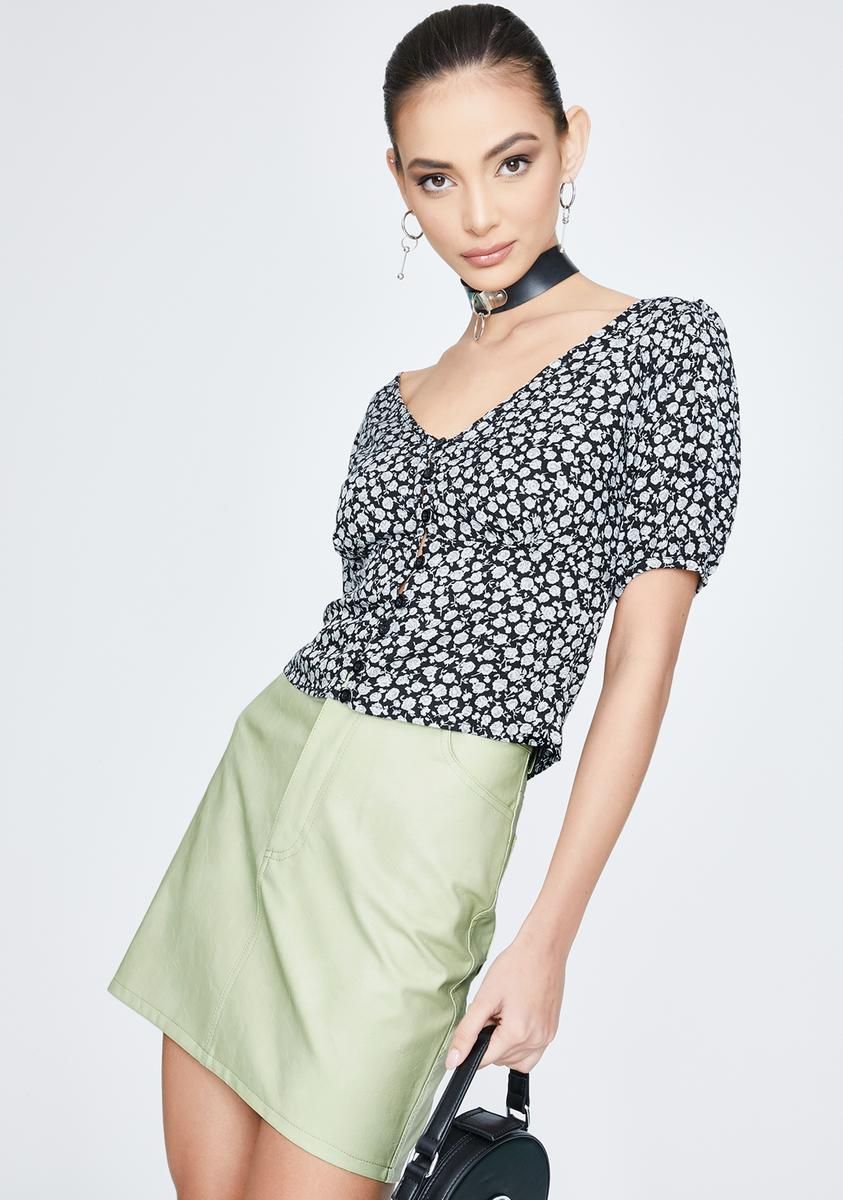 Ditsy Rose Black Moria Crop Top sold by Dolls Kill product image thumbnail 2