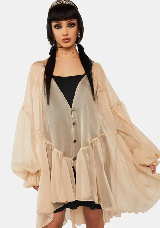 Gothic Chiffon Cardigan Loose Fairy Dress sold by Dolls Kill