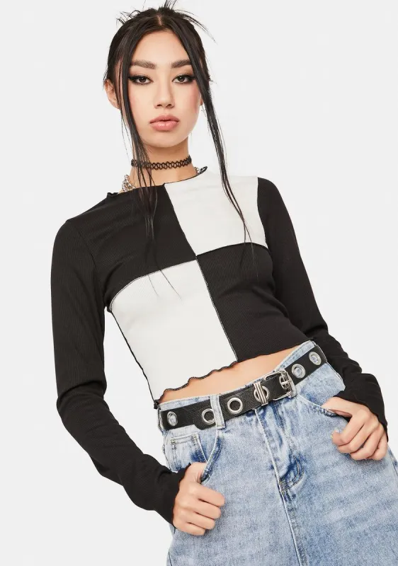Dark Fool Me Once Colorblock Crop Top sold by Dolls Kill