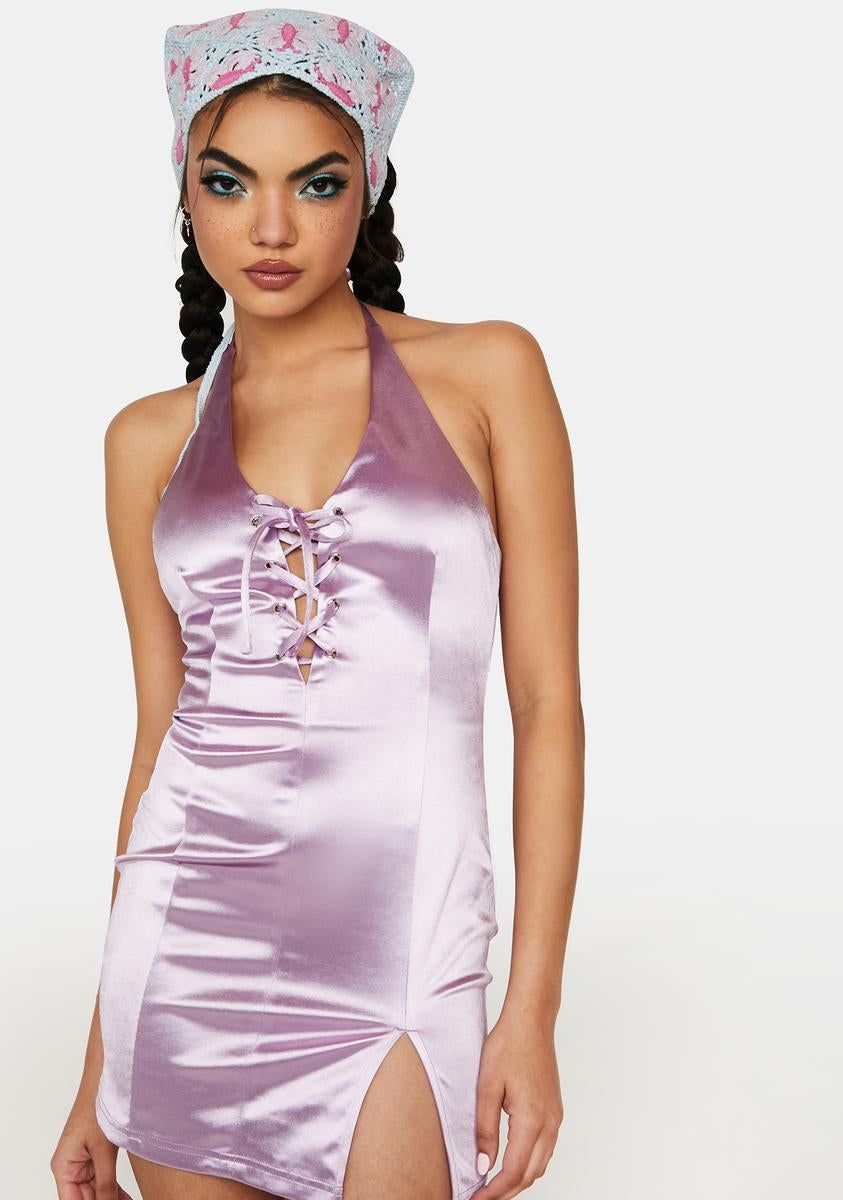 Tied Down Satin Dress sold by Dolls Kill