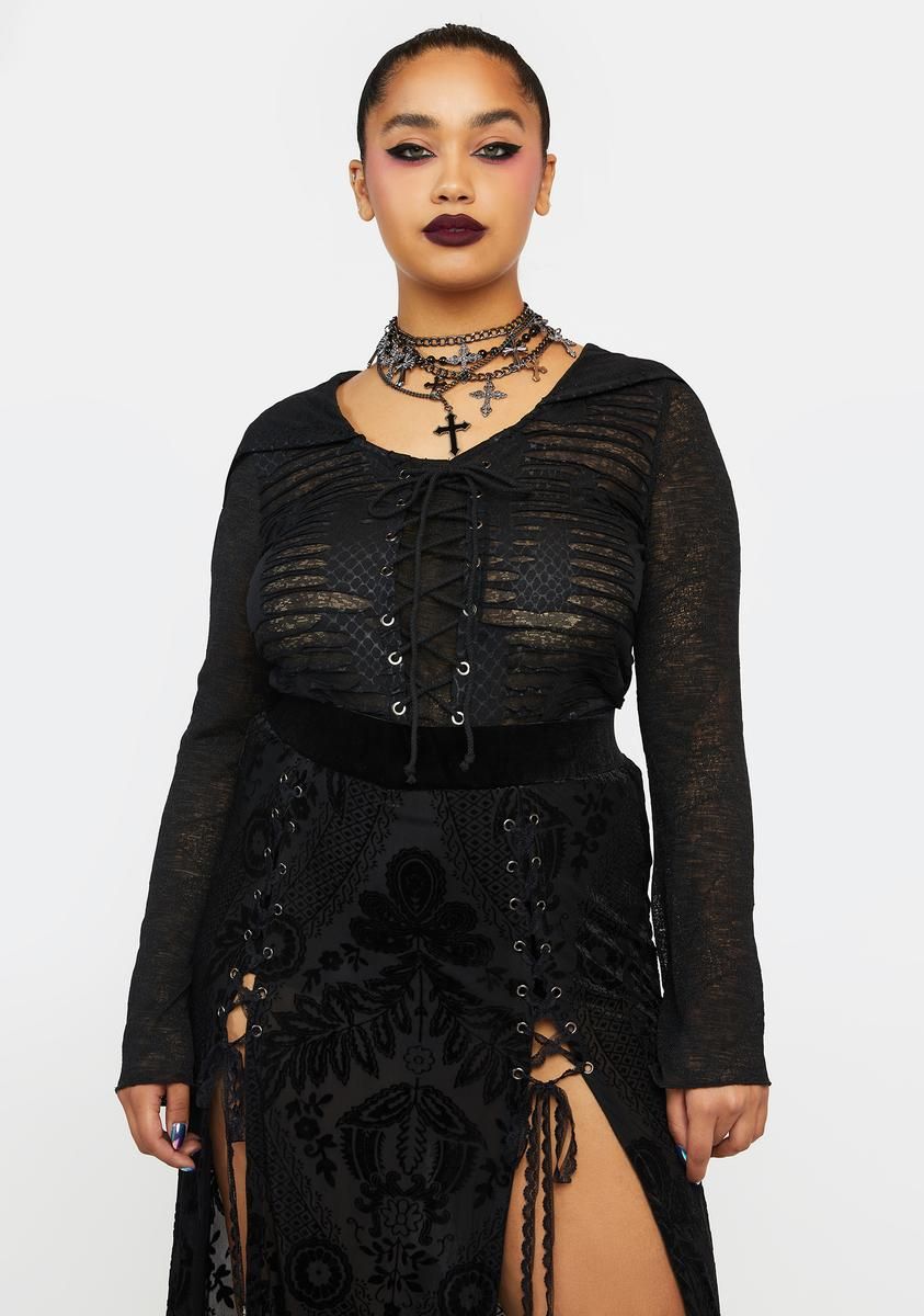 Plus Punk Perspective Hooded Top sold by Dolls Kill