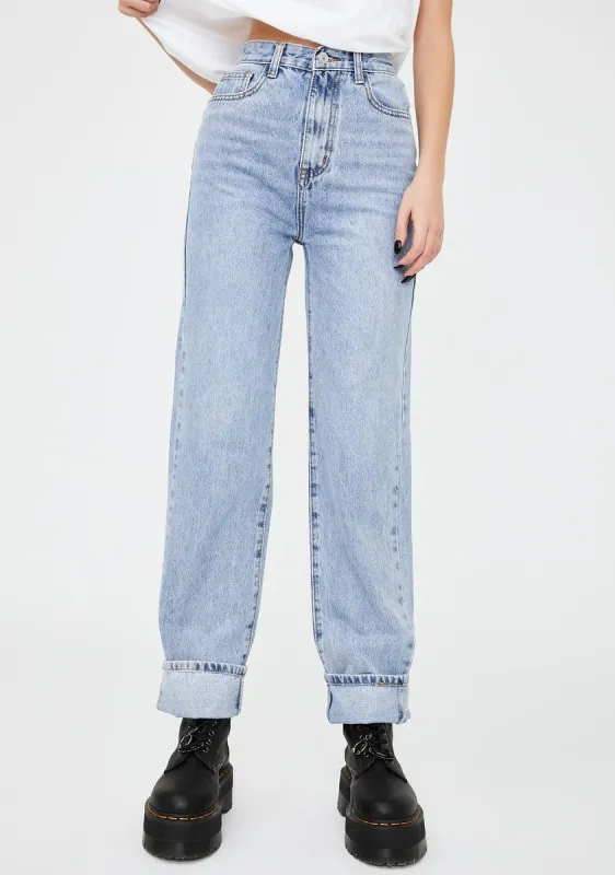 Extra Long Straight Leg Denim Jeans sold by Dolls Kill