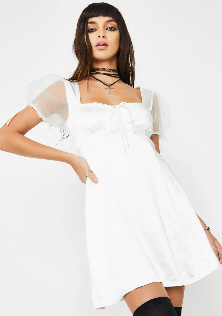 Cream Guenelle Satin Dress sold by Dolls Kill