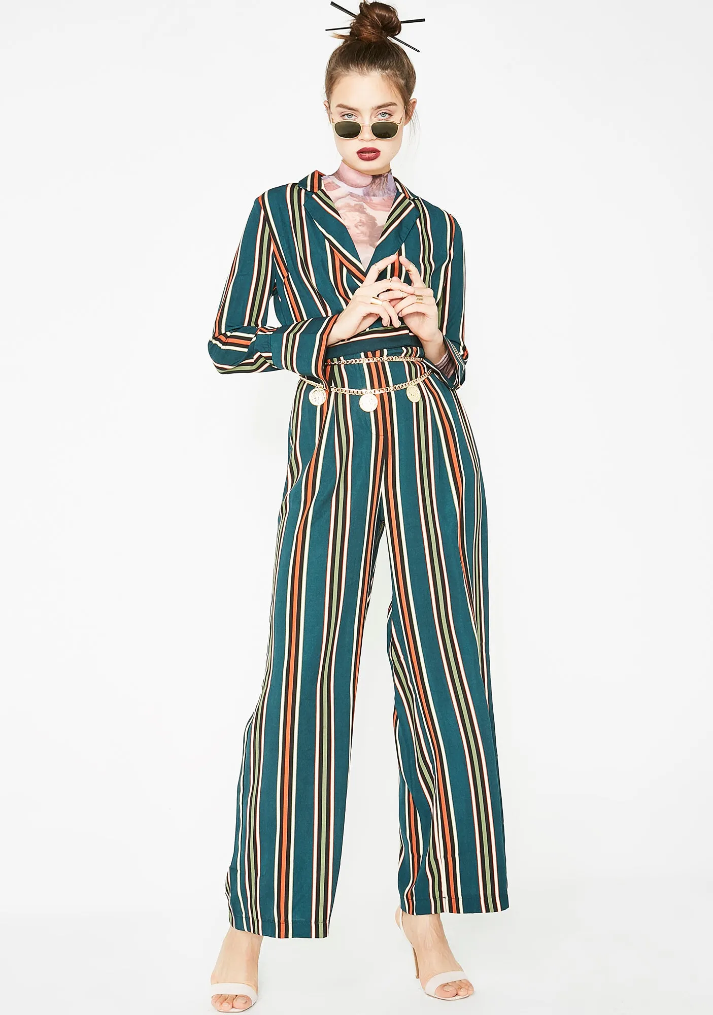 Born Ready Stripe Jumpsuit sold by Dolls Kill