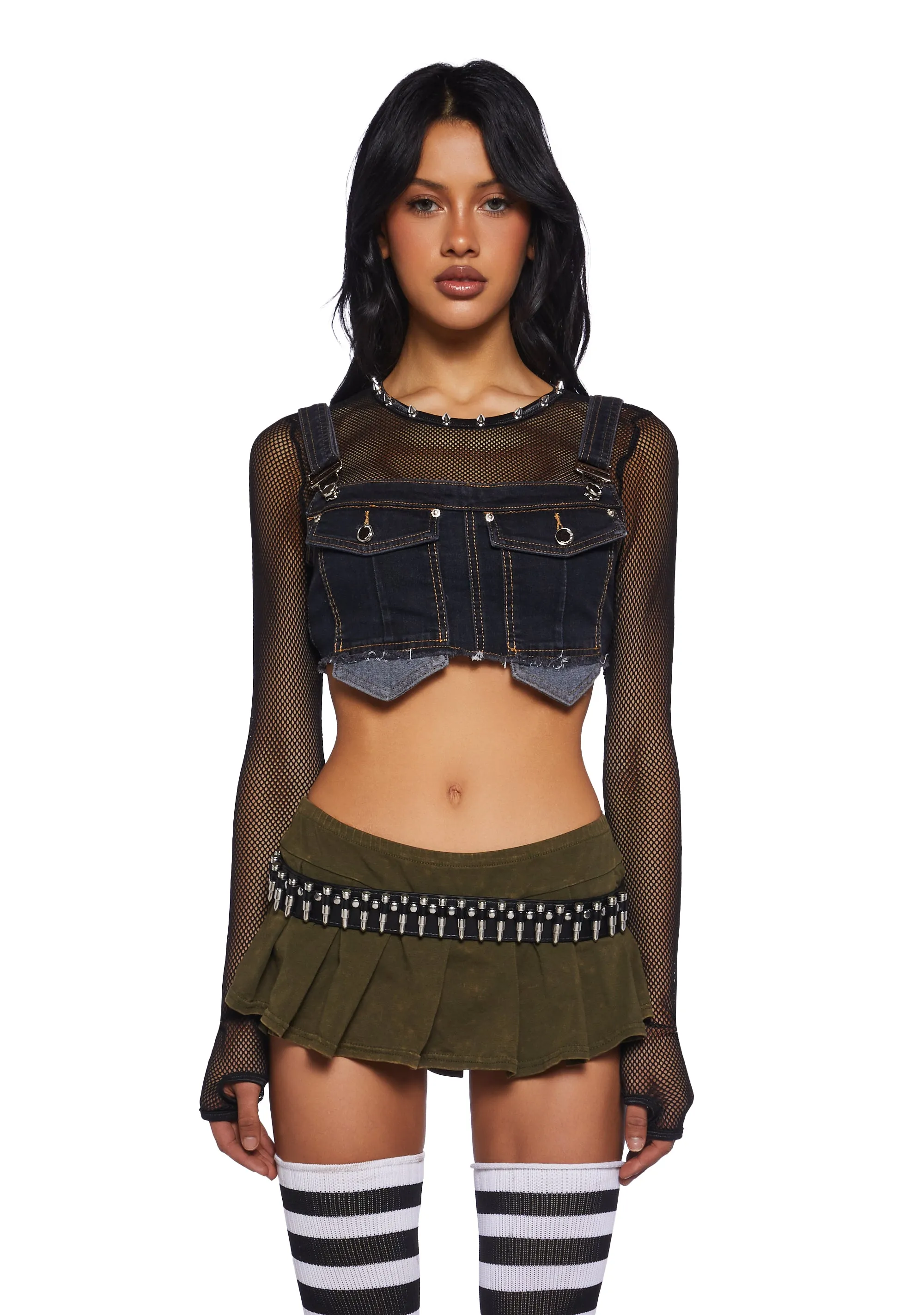 Hot In It Denim Crop Top sold by Dolls Kill