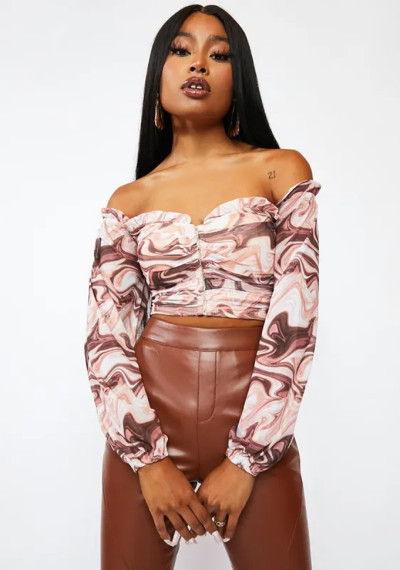 Eyes On Me Mesh Ruffle Crop Top sold by Dolls Kill
