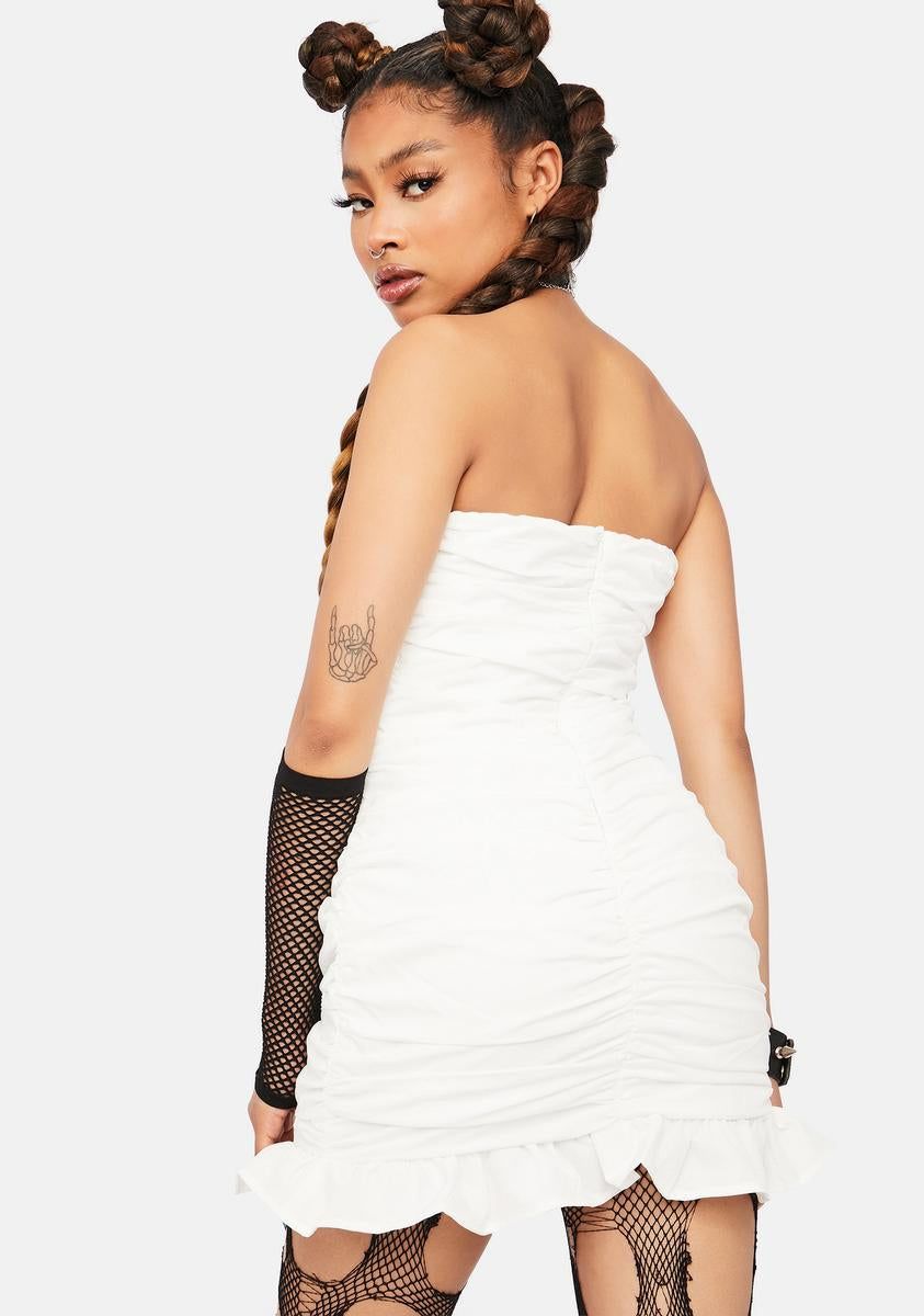 Ivory Be Unique Strapless Ruched Mini Dress sold by Dolls Kill product image thumbnail 4