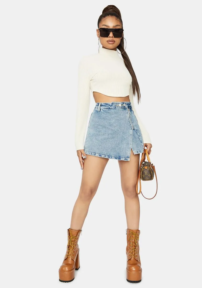 Sky Secret Letter Denim Zip Up Mini Skirt sold by Dolls Kill product image thumbnail 3