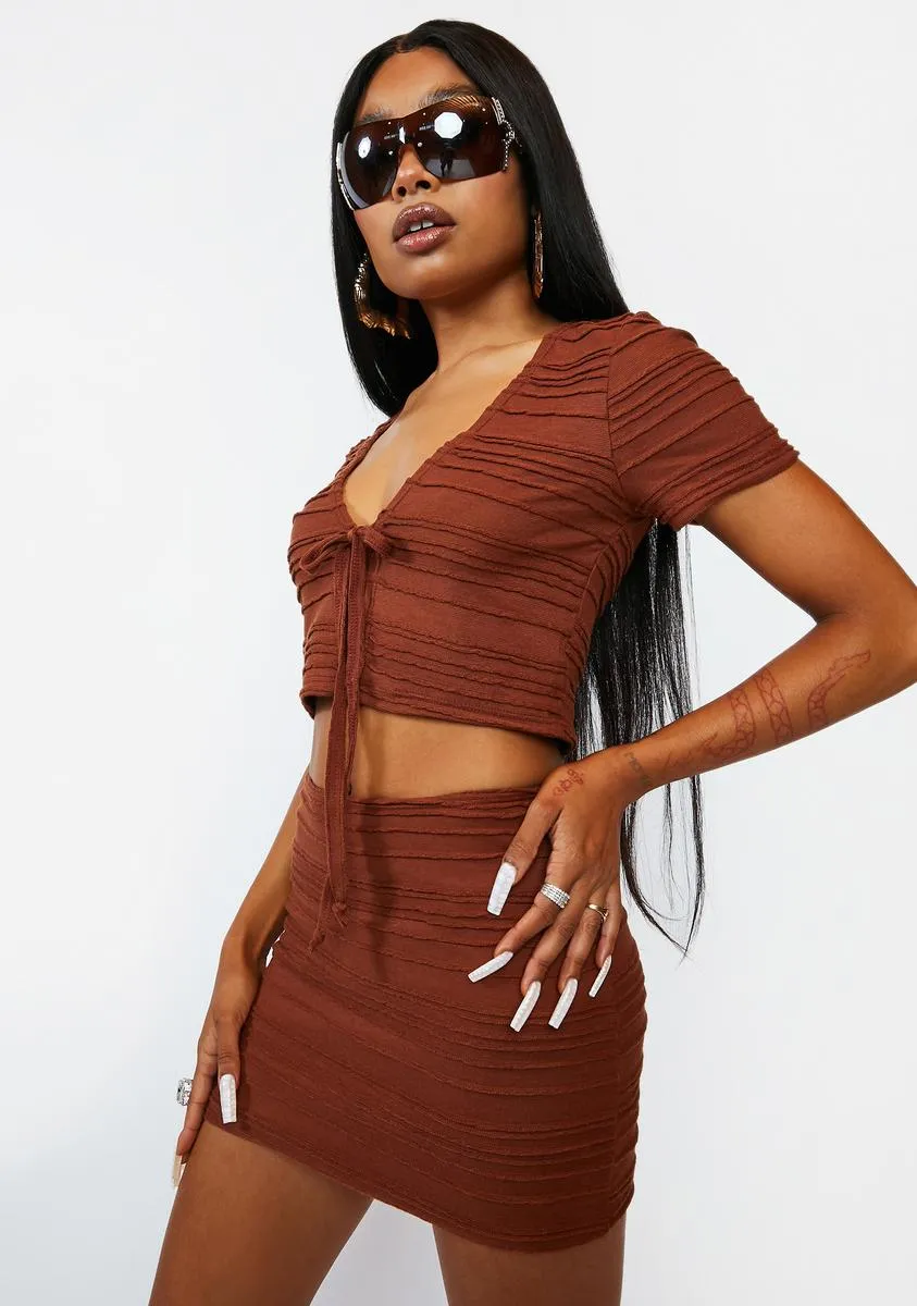 Mocha Know Too Much Ruched Skirt Set sold by Dolls Kill product image thumbnail 2