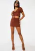 Mocha Know Too Much Ruched Skirt Set sold by Dolls Kill