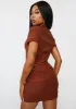 Mocha Know Too Much Ruched Skirt Set sold by Dolls Kill