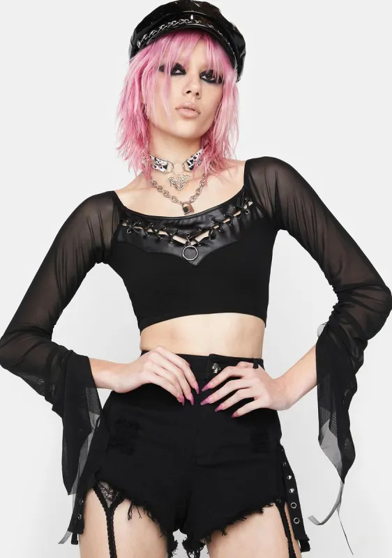 Gothic Cut Out Slash Neck Tee sold by Dolls Kill