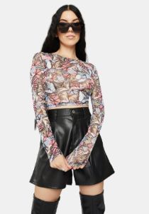 Monarch Mesh Long Sleeve Top sold by Dolls Kill