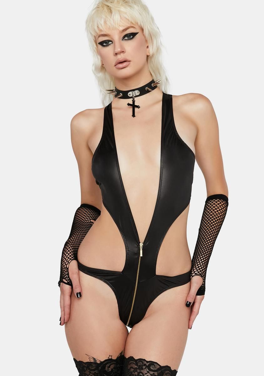 Sneak A Peek Zipper Bodysuit sold by Dolls Kill