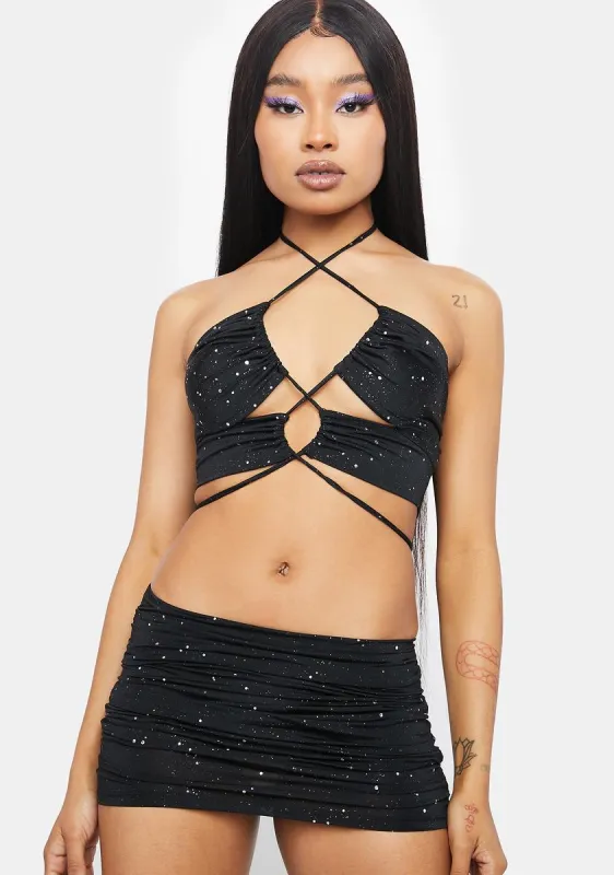 Runway Diva Glitter Skirt Set sold by Dolls Kill