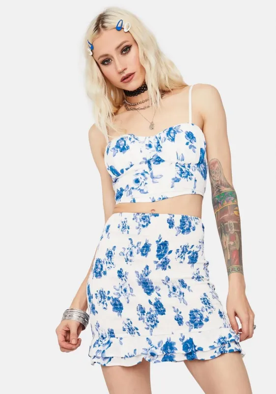 Rose Garden Floral Corset Top & Skirt Set sold by Dolls Kill