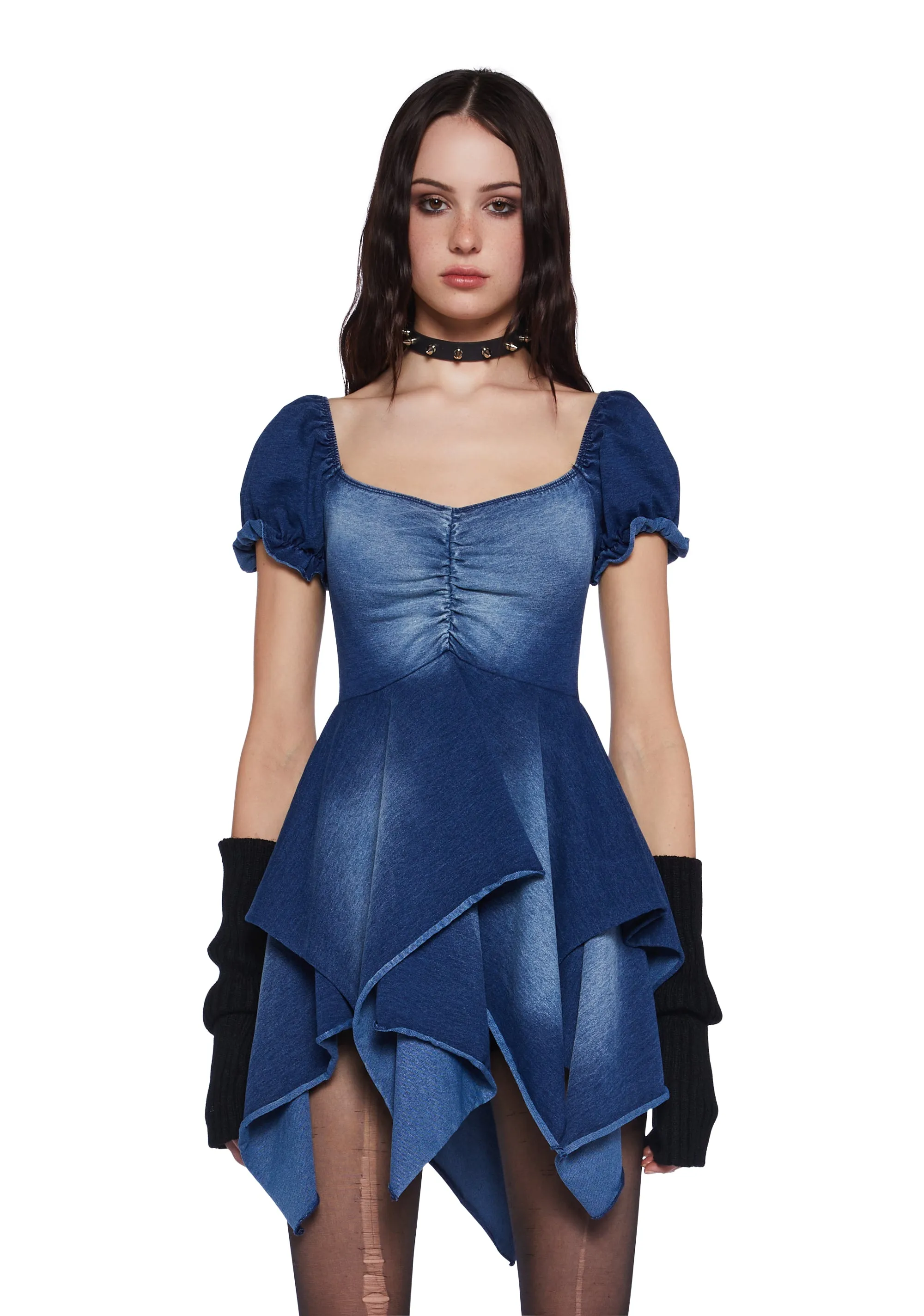 Chasin' Rainbows Mini Dress - Denim sold by Dolls Kill