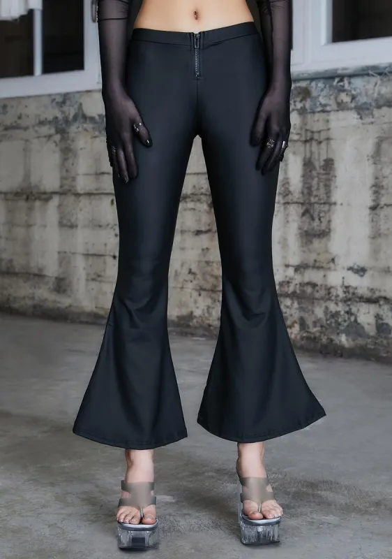 Kickdrum Matte Black Flare Pants sold by Dolls Kill
