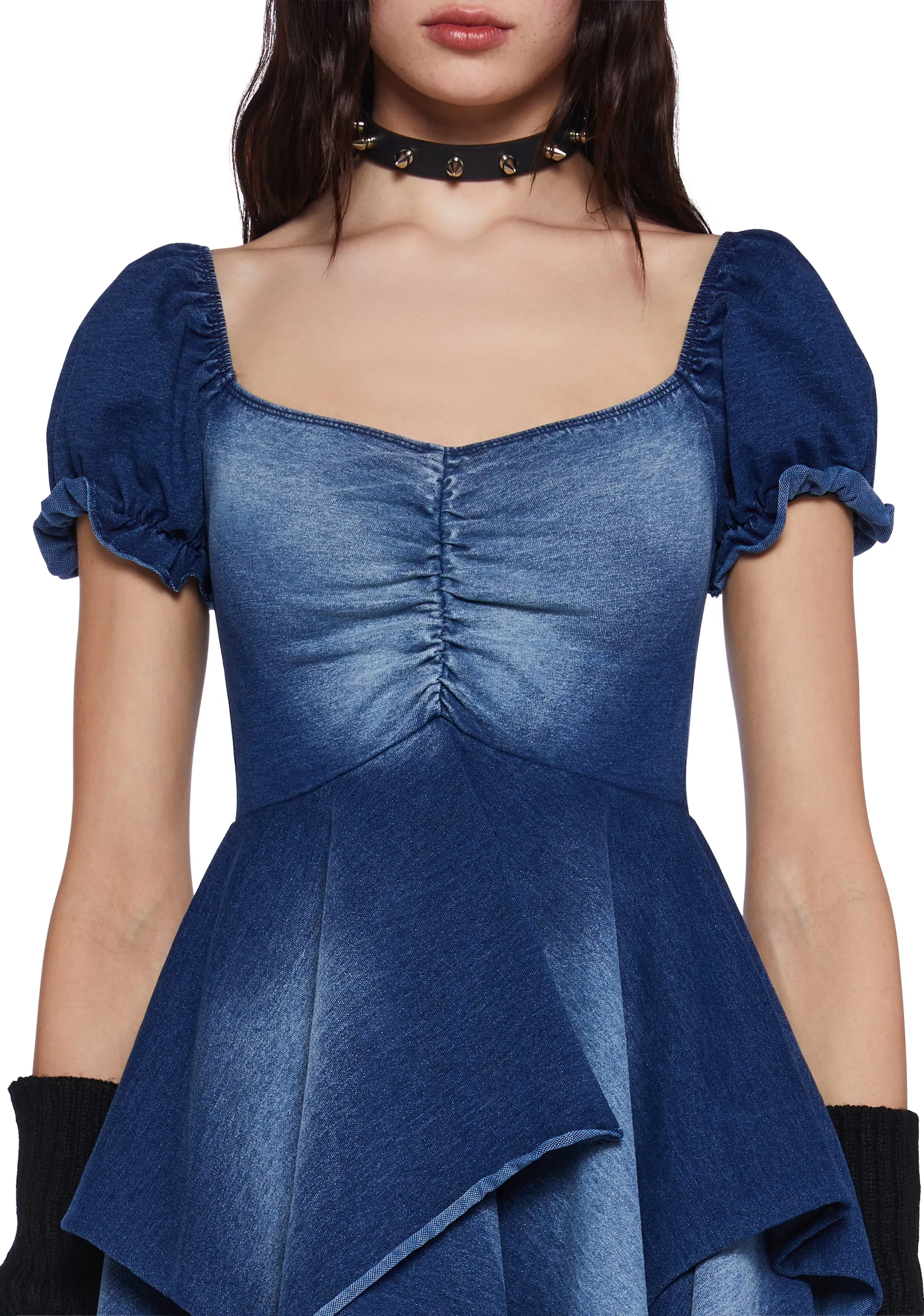 Chasin' Rainbows Mini Dress - Denim sold by Dolls Kill product image thumbnail 5